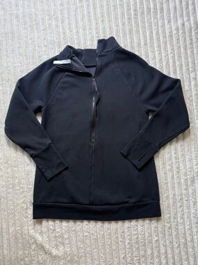 Fabletics Women's Fleece Sweatshirt Black M 1/2 Zip Pockets Pullover Long Sleeve